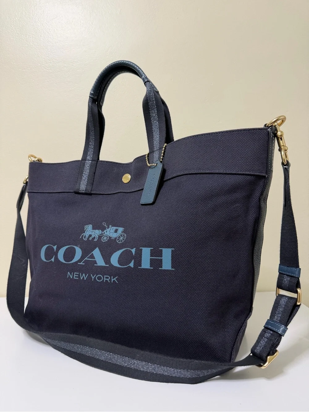 Coach Large 2 Way Canvas and Leather Tote Bag Style# F73195